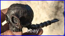 Handmade Skull Briar Tobacco Pipe, Gothic Ebonite Stem, Artisan Smoking Pipe
