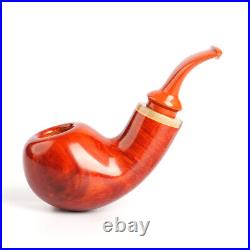 Handmade Tobacco Briar Pipe Bent Stem Wooden Pipes Smoking Pipe With Horn Ring