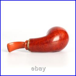 Handmade Tobacco Briar Pipe Bent Stem Wooden Pipes Smoking Pipe With Horn Ring