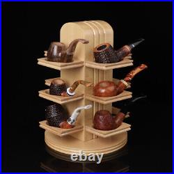 Handmade Tobacco Pipe Stand Rack Display Holder for 12 Smoking Pipe 360 Rotating