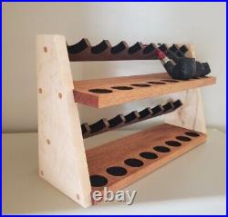 Handmade in the USA Wooden Tobacco Pipe Rack Display for 16 pipes