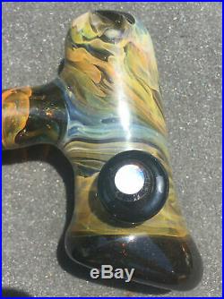 Heady Fume Foldover Glass Hammer Pipe Borosilicate Tobacco Pipe Encased Opal