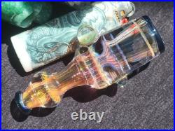 Heady Handmade 3.80 Glass Tobacco Smoking Pipe Fumed 24kt Gold And Silver