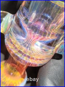 Heady Handmade 3.80 Glass Tobacco Smoking Pipe Fumed 24kt Gold And Silver