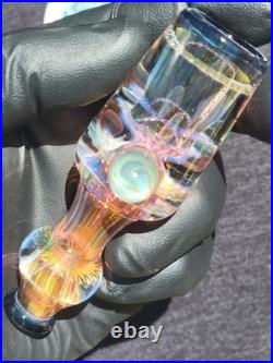 Heady Handmade 3.80 Glass Tobacco Smoking Pipe Fumed 24kt Gold And Silver