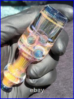 Heady Handmade 3.80 Glass Tobacco Smoking Pipe Fumed 24kt Gold And Silver