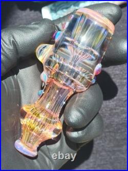 Heady Handmade 3.88 Glass Tobacco Smoking Pipe Fumed 24kt Gold And Silver