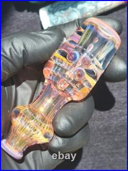 Heady Handmade 3.88 Glass Tobacco Smoking Pipe Fumed 24kt Gold And Silver