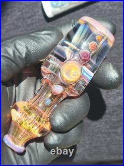 Heady Handmade 3.88 Glass Tobacco Smoking Pipe Fumed 24kt Gold And Silver