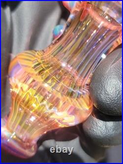 Heady Handmade 3.88 Glass Tobacco Smoking Pipe Fumed 24kt Gold And Silver