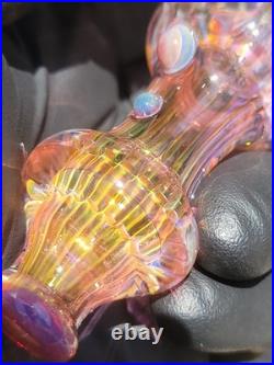 Heady Handmade 3.88 Glass Tobacco Smoking Pipe Fumed 24kt Gold And Silver