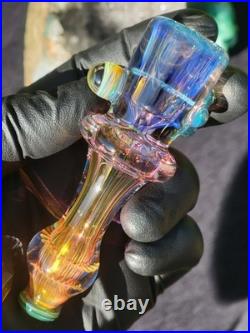 Heady Handmade 4.03 Glass Tobacco Smoking Pipe Fumed 24kt Gold And Silver