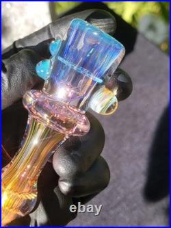 Heady Handmade 4.03 Glass Tobacco Smoking Pipe Fumed 24kt Gold And Silver