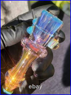 Heady Handmade 4.03 Glass Tobacco Smoking Pipe Fumed 24kt Gold And Silver