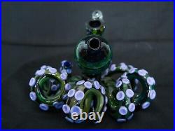 Heady Octopus Glass Smoking Pipe Unique Handblown Art Cool Green Pipe