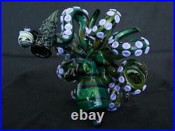Heady Octopus Glass Smoking Pipe Unique Handblown Art Cool Green Pipe