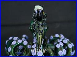 Heady Octopus Glass Smoking Pipe Unique Handblown Art Cool Green Pipe
