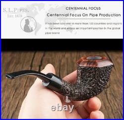 High-end Briarroot Pipes Smoking Hand Carved Tobacco Pipe Bent Type 9mm Filters