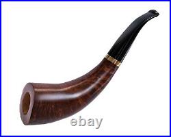 Horn Briar Pipe Bent Tobacco Smoking Bowl with Acrylic Stem 9 mm Filter by KAF