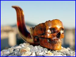 Human Skull Briar Wood Tobacco Smoking Pipe by Oguz Simsek