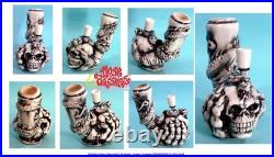 Human Skull Claw Serpent Rumph Ceramic Glass Water Hookah Bong Tobacco Pipe USA
