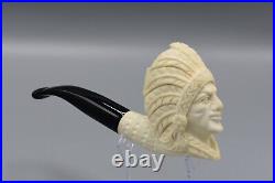 Indian Figure Smoking Pipe new-block Meerschaum Handmade W Case#1560