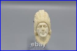 Indian Figure Smoking Pipe new-block Meerschaum Handmade W Case#1560