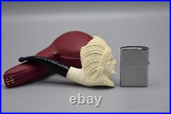 Indian Figure Smoking Pipe new-block Meerschaum Handmade W Case#1560