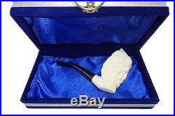 Indian Head Meerschaum Pipe Handmade With Case White-ish Tobacco Pipe