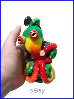 Kraken Bubbler 6 Hand Made USA. Octopus Glass Smoking Pipe. Glow in the dark