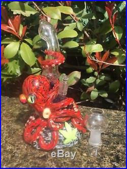 Kraken Smoking Rig 8 Hand Made USA. Octopus Glass Smoking Pipe. Girly Pipes