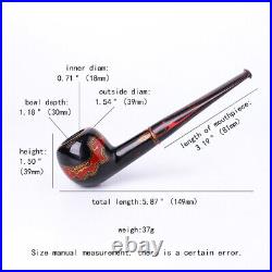 Lacquered Tobacco Pipe Handmade Colored Wooden Pipe Red Cumberland Straight Stem
