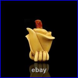 Lady Hand Holds Rose Smoking Pipe, block Meerschaum New Handmade Custom Case#27