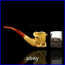 Lady Hand Holds Rose Smoking Pipe, block Meerschaum New Handmade Custom Case#27