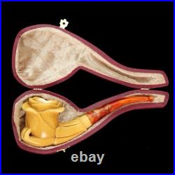 Lady Hand Holds Rose Smoking Pipe, block Meerschaum New Handmade Custom Case#27