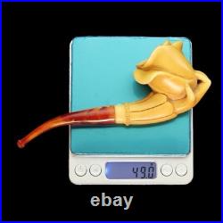Lady Hand Holds Rose Smoking Pipe, block Meerschaum New Handmade Custom Case#27