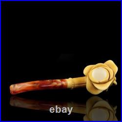 Lady Hand Holds Rose Smoking Pipe, block Meerschaum New Handmade Custom Case#27
