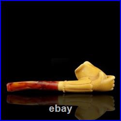 Lady Hand Holds Rose Smoking Pipe, block Meerschaum New Handmade Custom Case#27