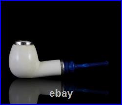 Large Block Meerschaum Pipe 925 silver Smooth smoking tobacco with case MD-105