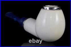 Large Block Meerschaum Pipe 925 silver Smooth smoking tobacco with case MD-105