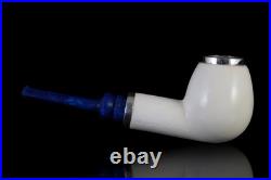 Large Block Meerschaum Pipe 925 silver Smooth smoking tobacco with case MD-105