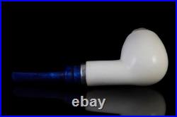 Large Block Meerschaum Pipe 925 silver Smooth smoking tobacco with case MD-105