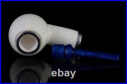 Large Block Meerschaum Pipe 925 silver Smooth smoking tobacco with case MD-105