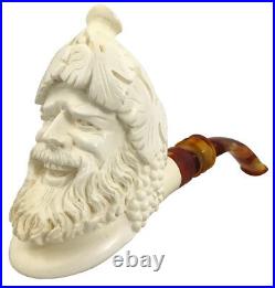 Large Laughing Bacchus White Turkish Meerschaum Smoking Pipe 5314K