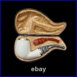 Large Meerschaum Pipe 925 silver handmade smoking tobacco pipe Unsmoked pipe wit