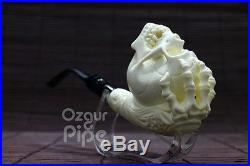 Large Skull In Bone Hand Collectible Meerschaum Smoking Pipe Pfeife Handmade