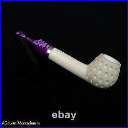 Lattice Meerschaum Pipes, 925 Silver, Smoking Pipe, Tobacco Pipa + CASE AGM101