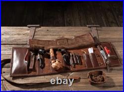 Leather Pipe Roll Handmade Tobacco Pouch & Smoking Pipe Storage Bag