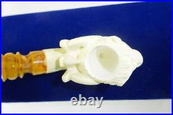 Lion Head in Claw Meerschaum Pipe Handmade With Case White-ish Tobacco Pipe