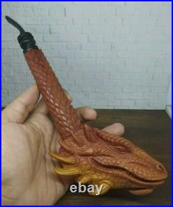 Long Dragon Tobacco Pipe From Wood Handmade Carved
